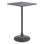 24" Black Faux Terrazzo and Steel Square Bar Table