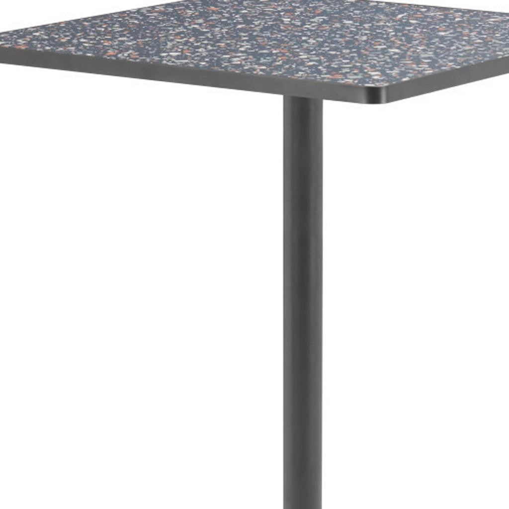 24" Black Faux Terrazzo and Steel Square Bar Table