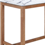 48" White and Natural Faux Marble and Solid Wood Rectangular Bar Table