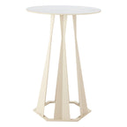 26" White Faux Marble and Steel Rounded Bar Table