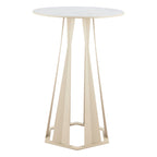 26" White Faux Marble and Steel Rounded Bar Table