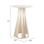 26" White Faux Marble and Steel Rounded Bar Table