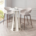 26" White Faux Marble and Steel Rounded Bar Table