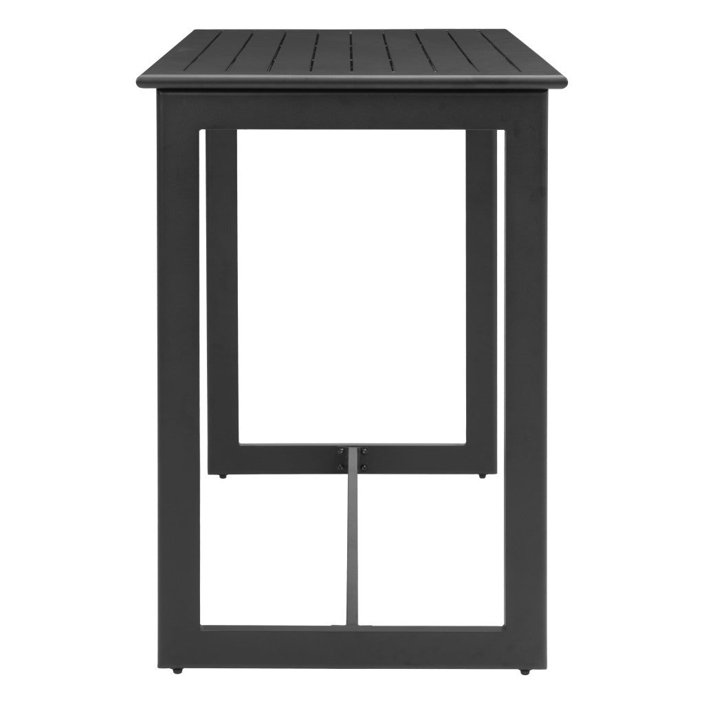 51" Black Aluminum Slat Outdoor Bar Table