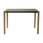 56" Gray And Natural Faux Concrete And Solid Wood Outdoor Bar Table