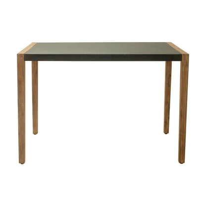 56" Gray And Natural Faux Concrete And Solid Wood Outdoor Bar Table