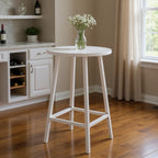 24" White Aluminum Slat Rounded Outdoor Bar Table