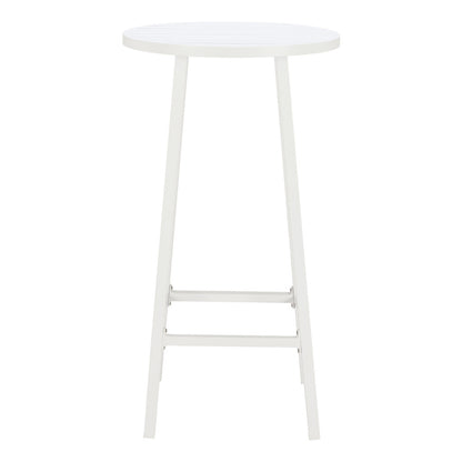 24" White Aluminum Slat Rounded Outdoor Bar Table