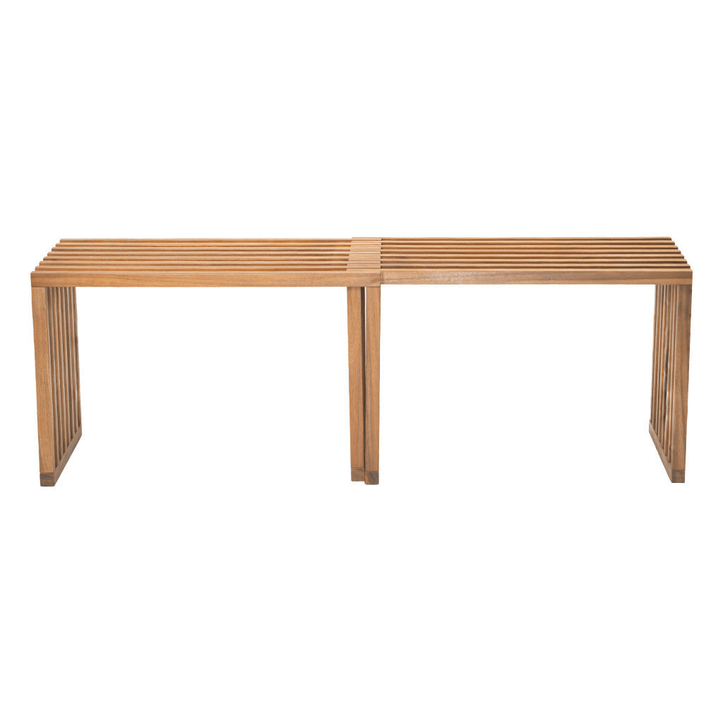 Set of Two 54" Natural Solid Wood Bench