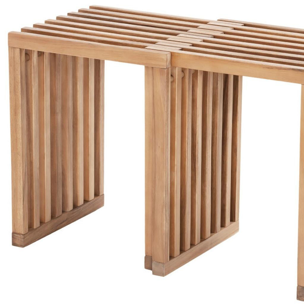 Set of Two 27" Natural Solid Wood Bench
