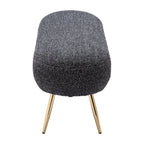 48" Black and Gold Fabric Upholstered Bench