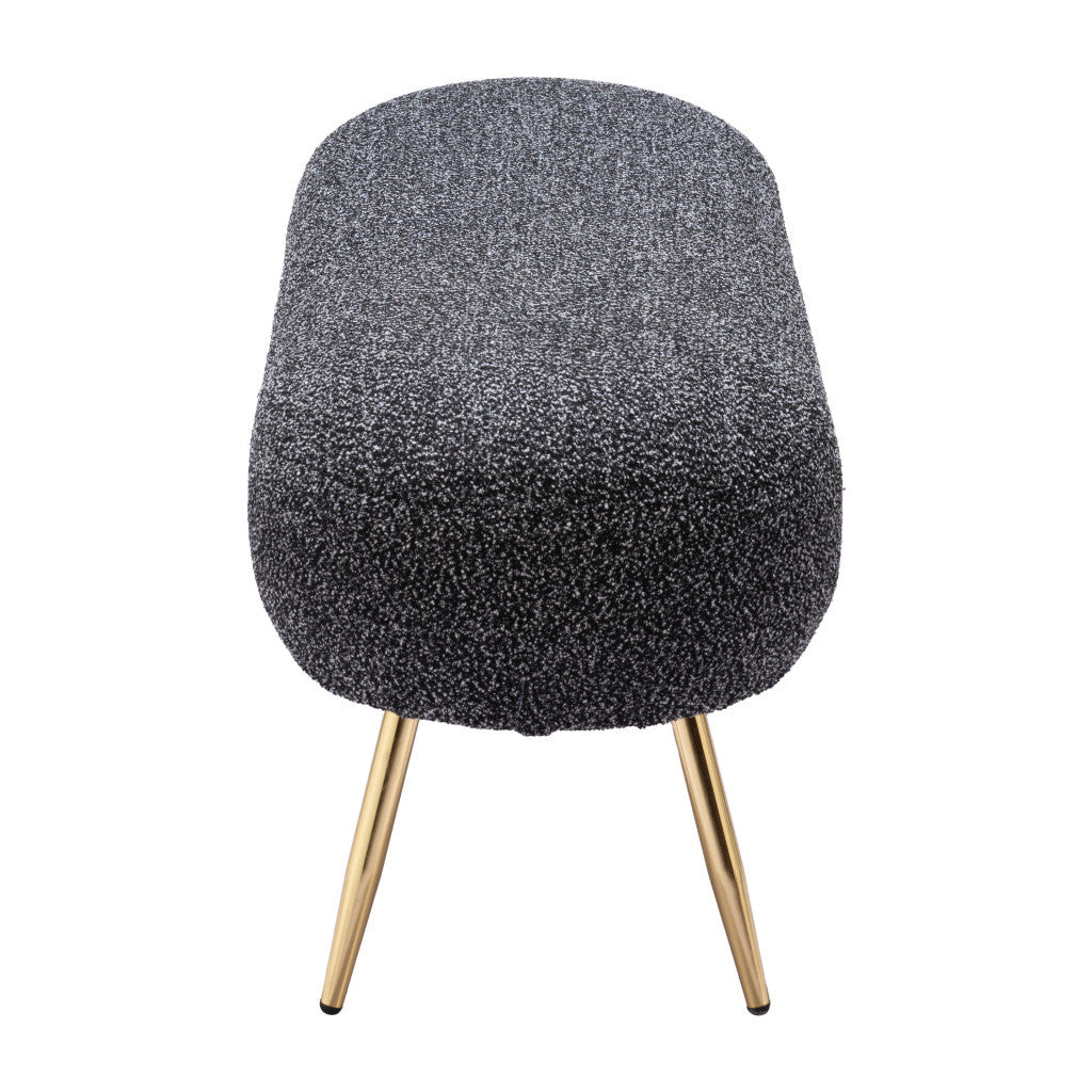 48" Black and Gold Fabric Upholstered Bench