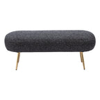 48" Black and Gold Fabric Upholstered Bench