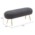 48" Black and Gold Fabric Upholstered Bench