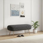 48" Black and Gold Fabric Upholstered Bench