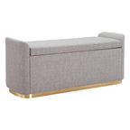 48" Gray and Gold Fabric Upholstered Bench