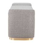 48" Gray and Gold Fabric Upholstered Bench