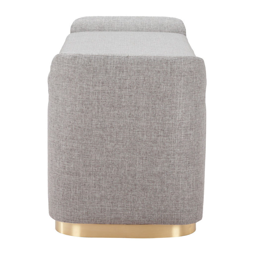 48" Gray and Gold Fabric Upholstered Bench