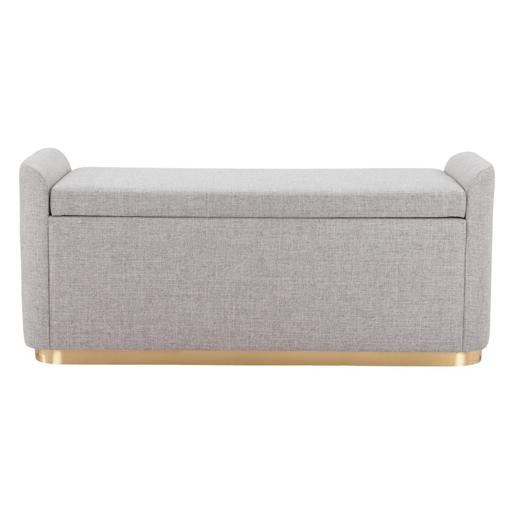 48" Gray and Gold Fabric Upholstered Bench