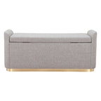 48" Gray and Gold Fabric Upholstered Bench