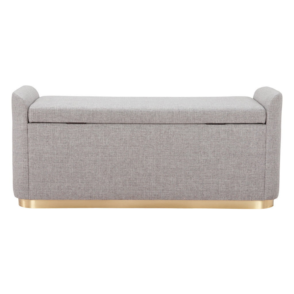 48" Gray and Gold Fabric Upholstered Bench