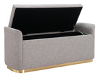 48" Gray and Gold Fabric Upholstered Bench