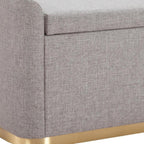 48" Gray and Gold Fabric Upholstered Bench