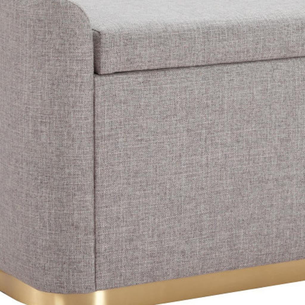 48" Gray and Gold Fabric Upholstered Bench