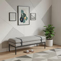 48" Gray and Black Fabric Upholstered Bench