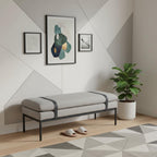 48" Gray and Black Fabric Upholstered Bench