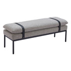 48" Gray and Black Fabric Upholstered Bench