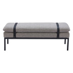 48" Gray and Black Fabric Upholstered Bench