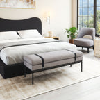 48" Gray and Black Fabric Upholstered Bench