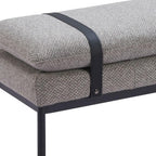 48" Gray and Black Fabric Upholstered Bench