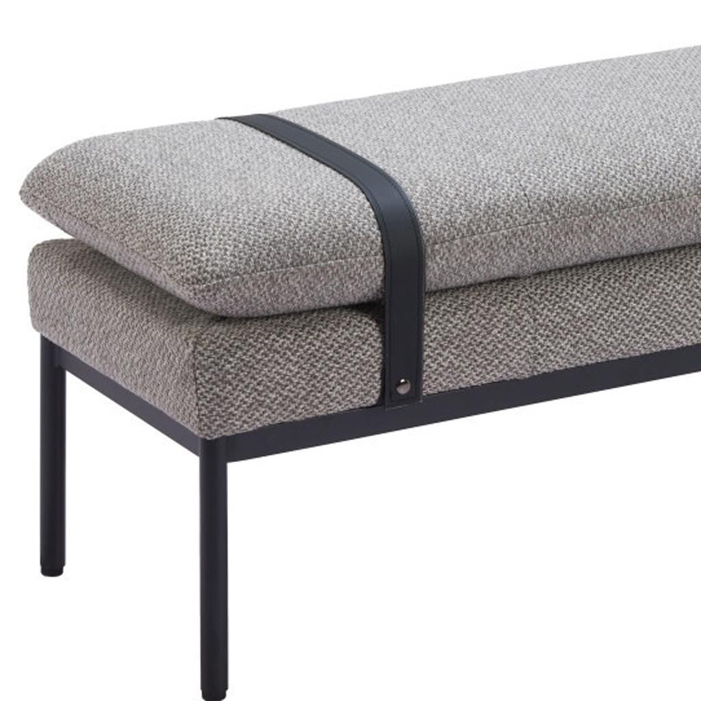 48" Gray and Black Fabric Upholstered Bench
