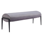 54" Gray and Black Fabric Upholstered Bench