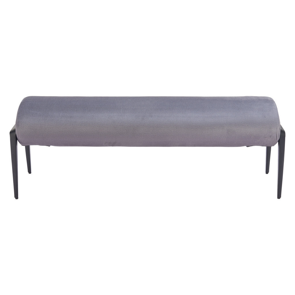 54" Gray and Black Fabric Upholstered Bench