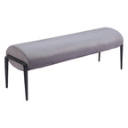 54" Gray and Black Fabric Upholstered Bench