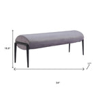54" Gray and Black Fabric Upholstered Bench