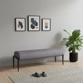 54" Gray and Black Fabric Upholstered Bench