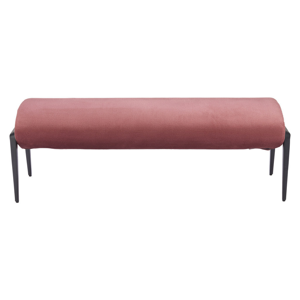 54" Brown and Black Fabric Upholstered Bench