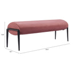 54" Brown and Black Fabric Upholstered Bench
