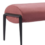 54" Brown and Black Fabric Upholstered Bench