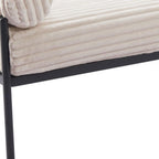 56" Cream and Black Fabric Upholstered Bench
