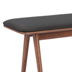 60" Black and Brown Fabric and Wood Upholstered Bench