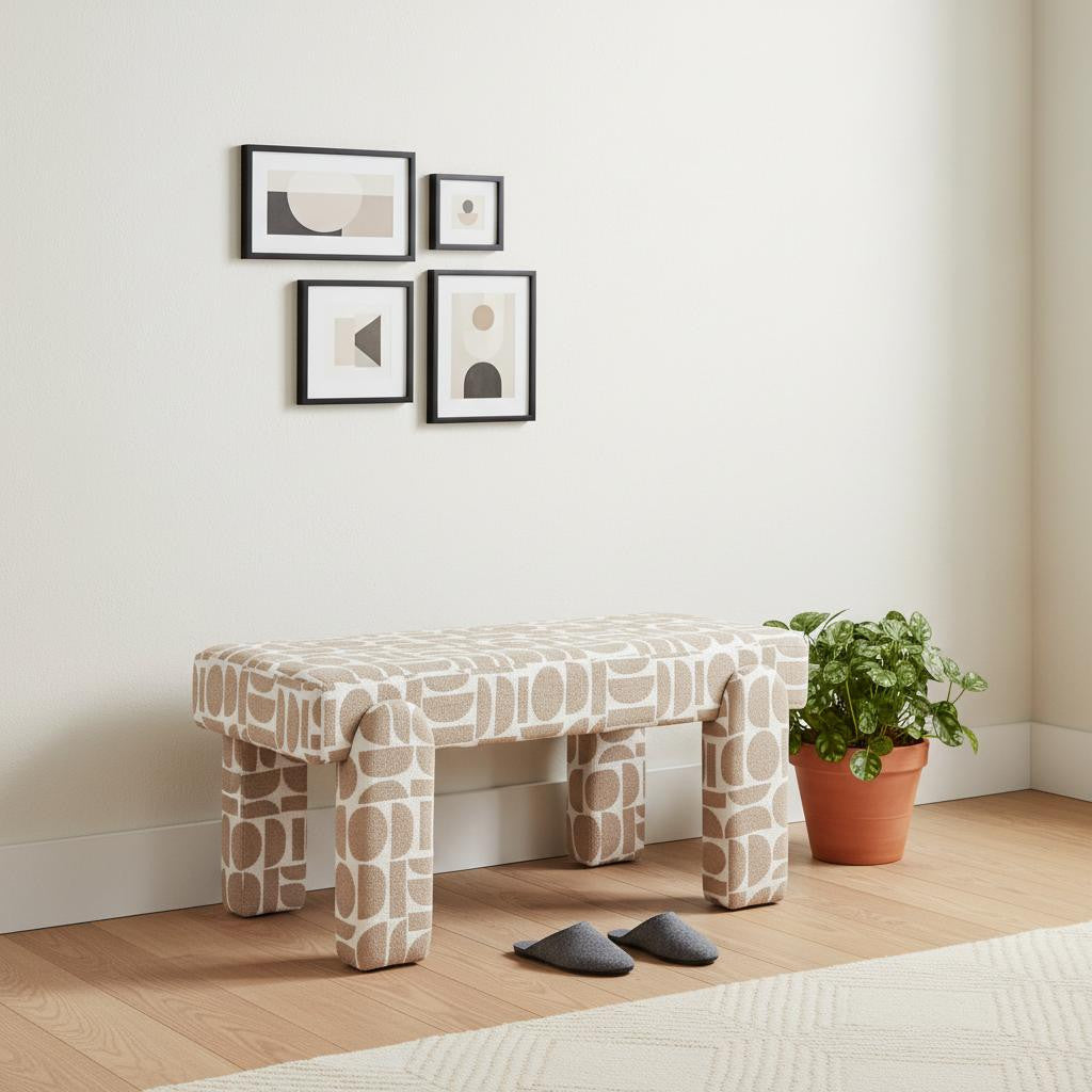 40" Fabric and Plastic Upholstered Bench