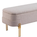 47" Beige and Gold Fabric Upholstered Bench