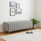48" Gray and Gold Upholstered Bench