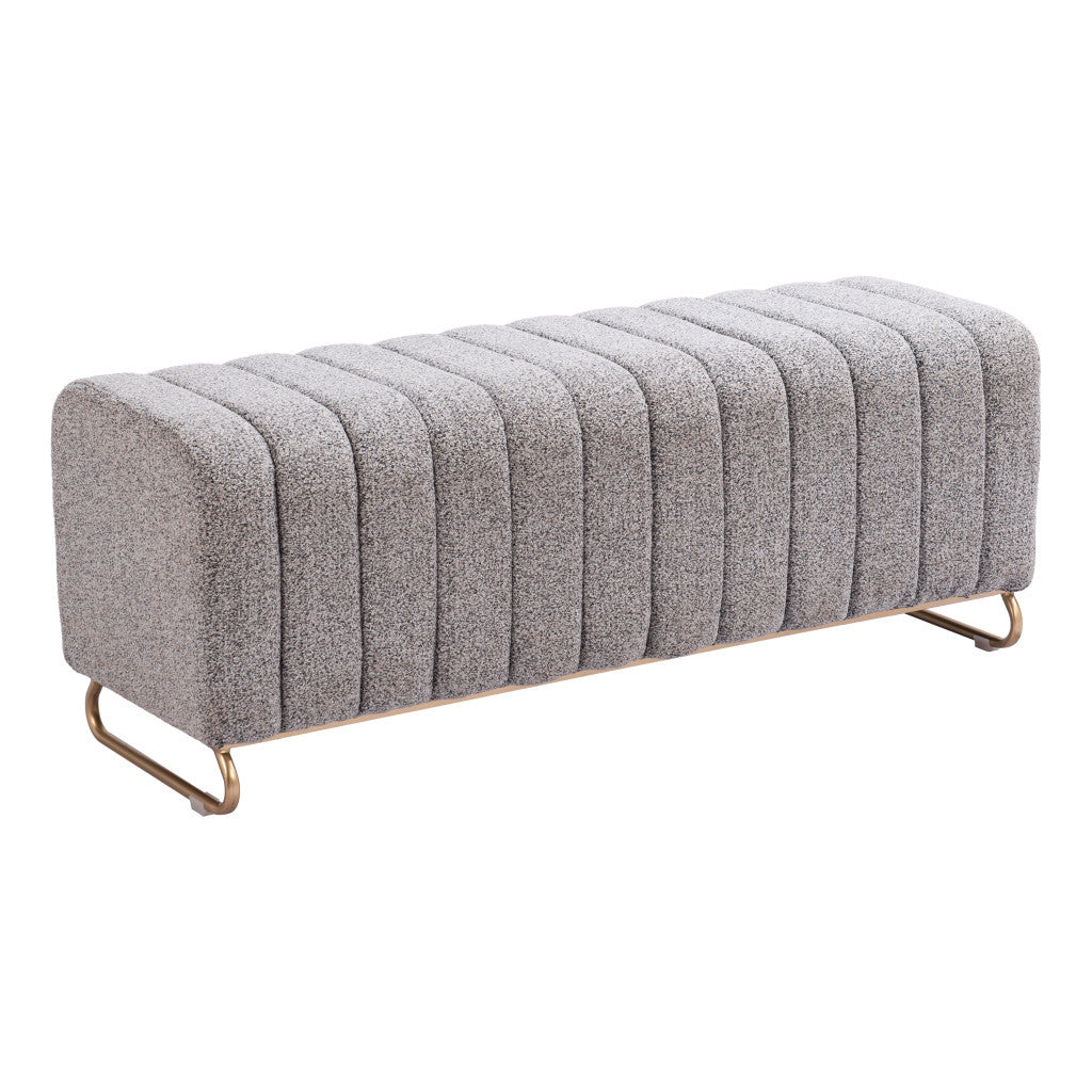 48" Gray and Gold Upholstered Bench