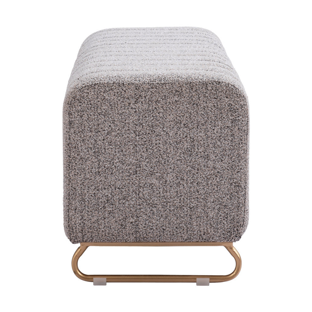 48" Gray and Gold Upholstered Bench